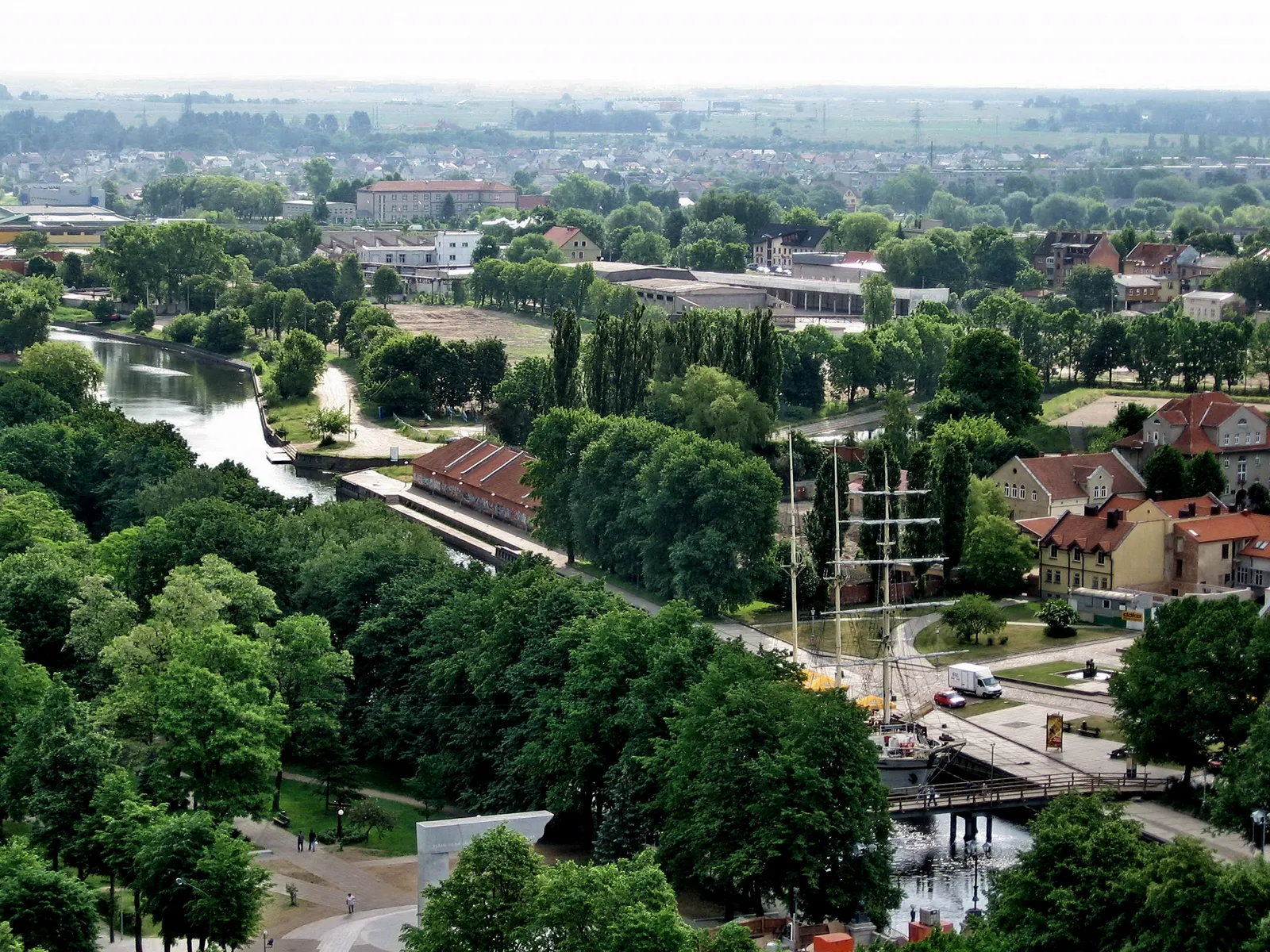 Danės upė ir burlaivis „Meridianas“ iš aukštai