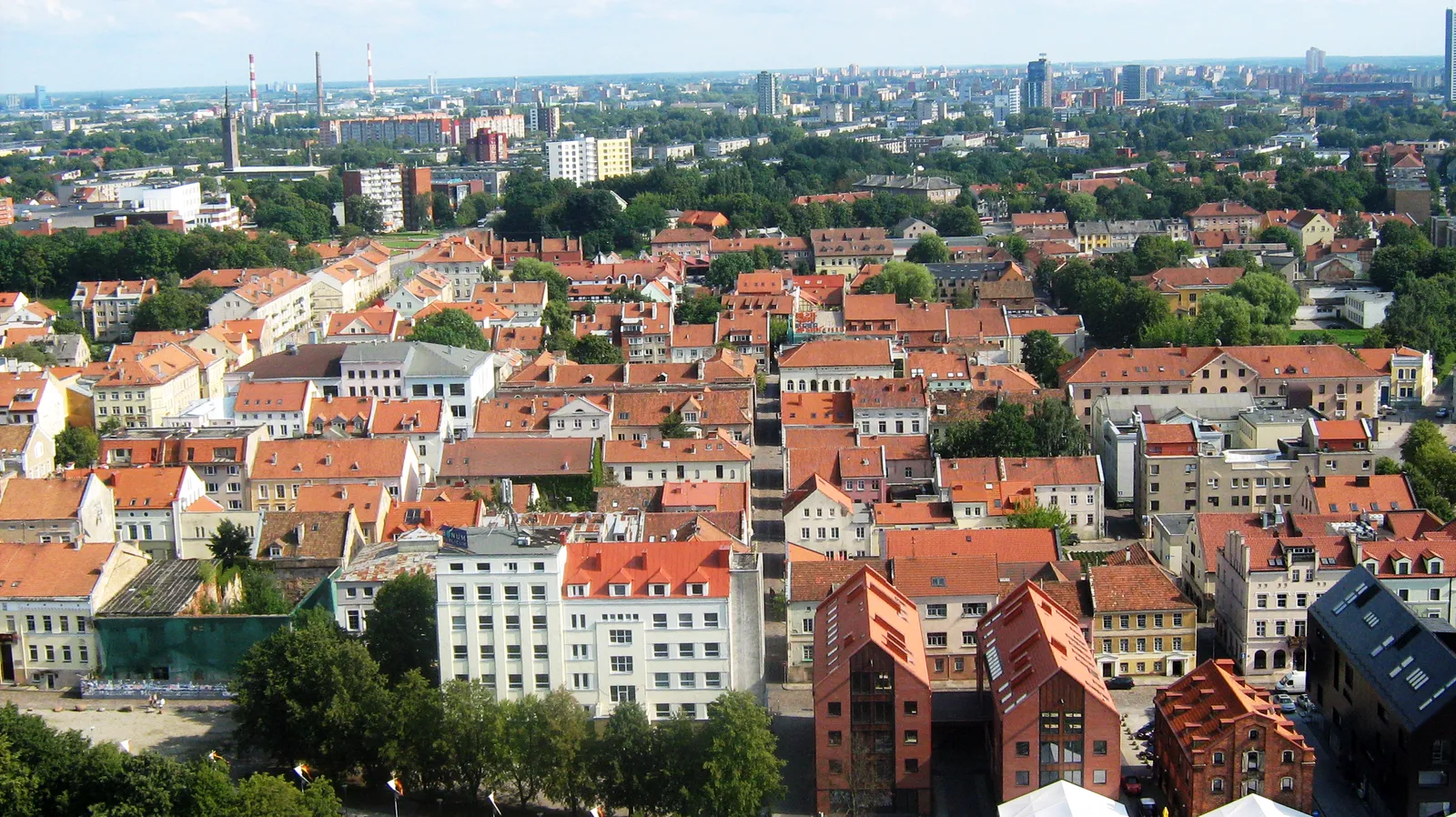 Klaipėdos senamiesčio stogai iš aukštai